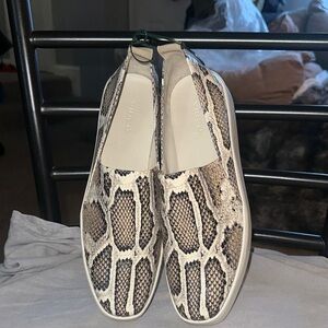 Vince Snake Print Flats in Brown and Cream